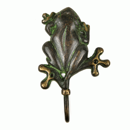 Black Brass Frog Wall Hooks