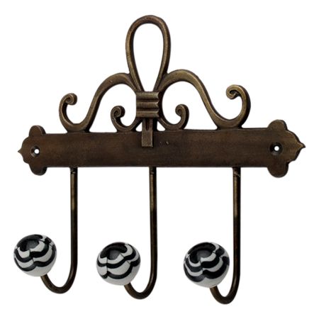 Black Floral Ceramic Iron Hooks