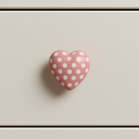 Pink Heart Etched Ceramic Drawer Knob