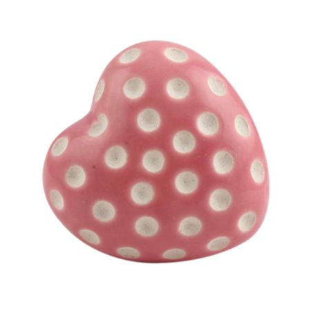 Pink Heart Etched Ceramic Drawer Knob