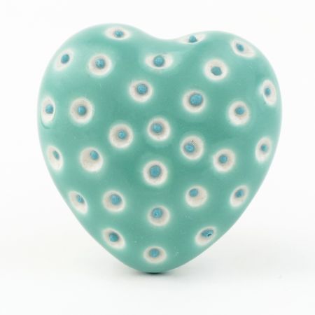 Sea Green Heart Etched Ceramic Cabinet Knob Online