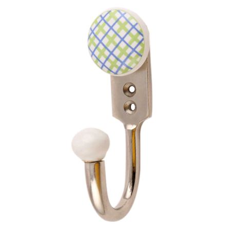 Pea Green Blue Ceramic Flat Wall Hooks