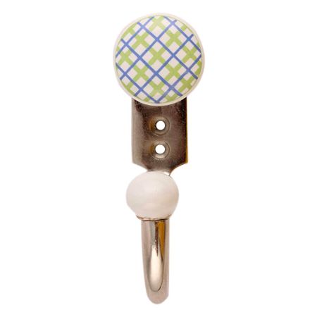 Pea Green Blue Ceramic Flat Wall Hooks