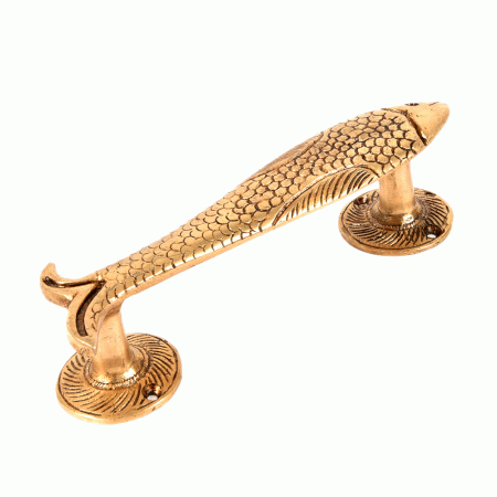 Golden Fish Shaped Brass Door Handle