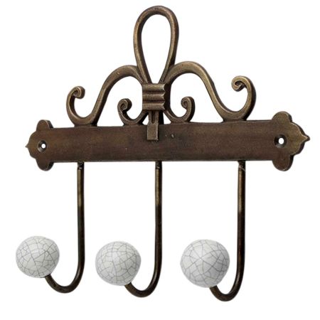 White Crackle Ceramic Iron Hooks
