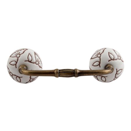 Calla Lily Brown Etched Ceramic Floral Bridge Handle