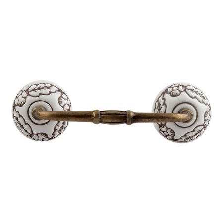Brown Leaf Flower Etched Ceramic Floral Bridge Handle