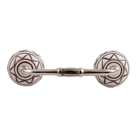 Brown Etched Ceramic Floral Bridge Handle