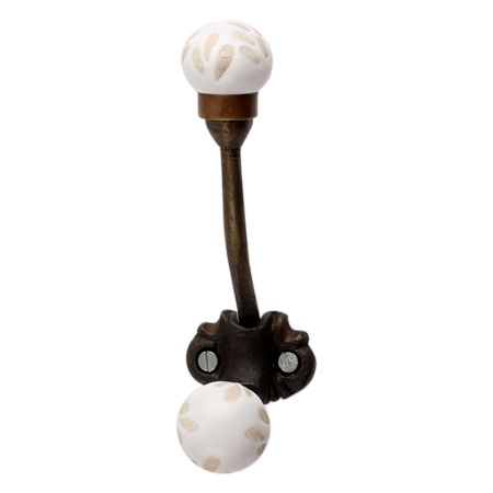 White Etched Ceramic Iron Hooks-EHG-93