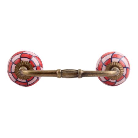 Pink Red Check Ceramic Bridge Handle