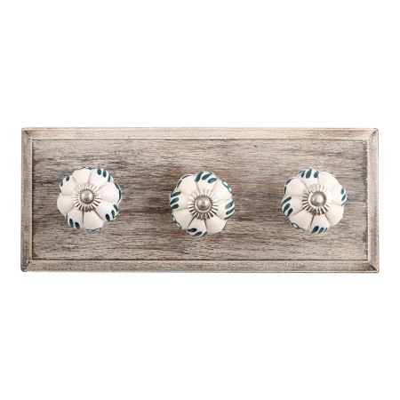 Silhouetted Green Knob Wooden Hooks