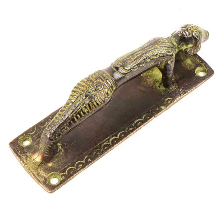 Black Green Tribal Man Standing Door Handle