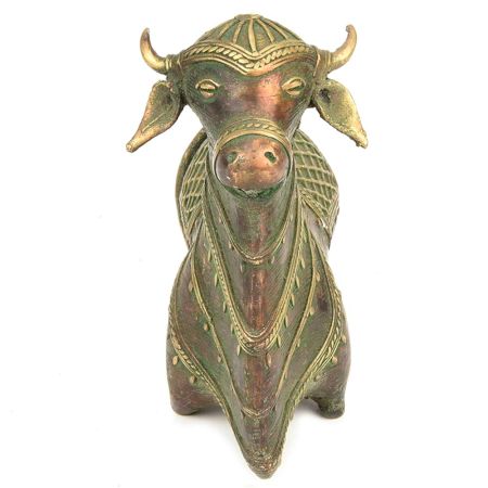 Sitting Nandi Brass Figurine in Brass