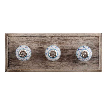 Border Ceramic Wooden Hooks