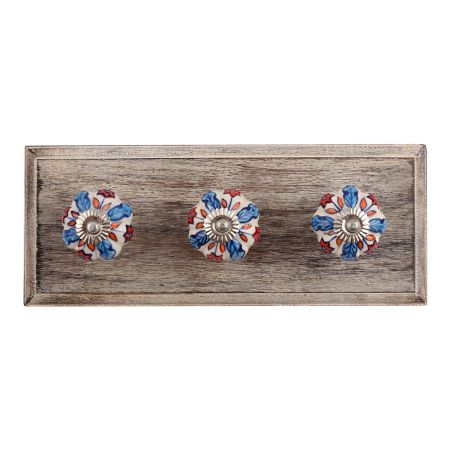 Blue Ocean Ceramic Wooden Hooks
