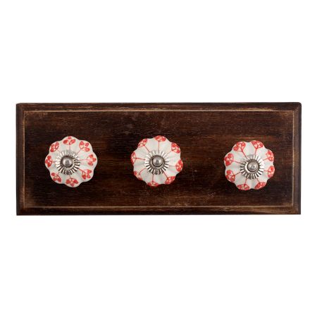 Poopy Flower Ceramic Wooden Hooks