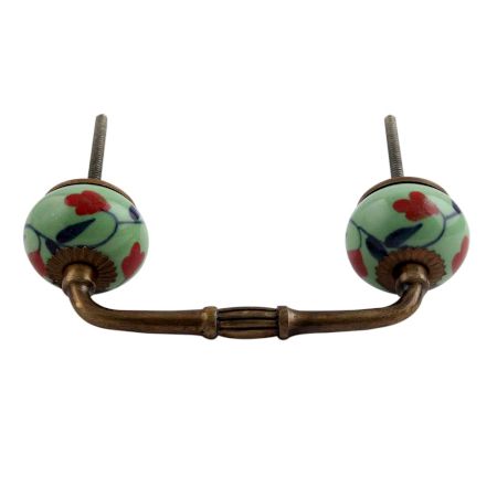 Red Anthurium Ceramic Bridge Handle
