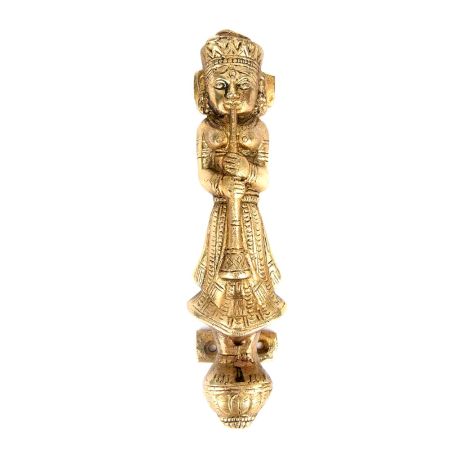 Solid Brass Figurine of A Girl Playing A Trumpet Door Handle