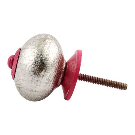 Silver Pink Fitting Round Ceramic Knob