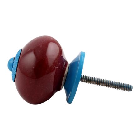 Cherry Solid Round Turquoise Fitting Ceramic Knob