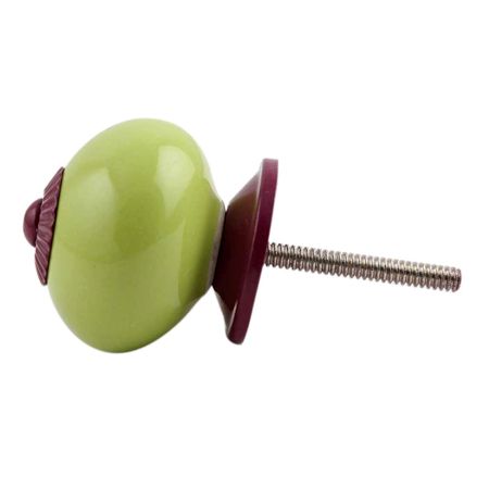 Lime Round Purple Fitting Ceramic Knob