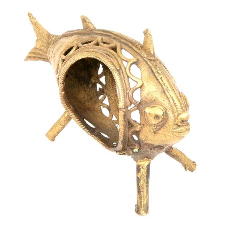 Handmade Dhokra Brass Fish Napkin Holder