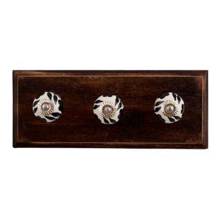 Day Night Ceramic Wooden Hooks