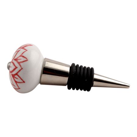 Red Lotus Ceramic Wine Stopper