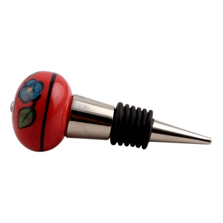 Blue Sunflower Ceramic Wine Stopper