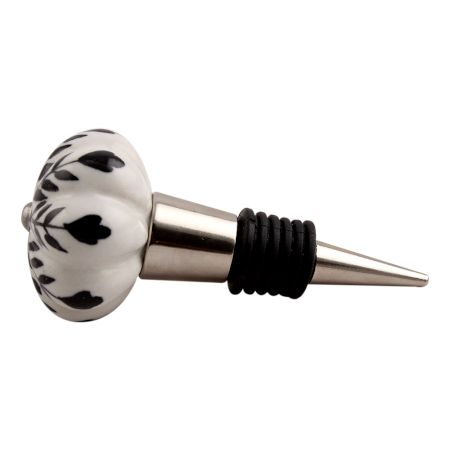 Black Leaf Ceramic Wine Stopper