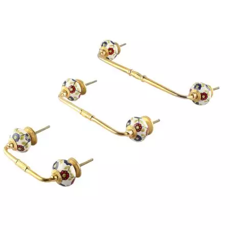 Blue Red Sunflower Ceramic Bridge Handle