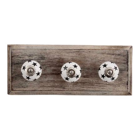 Black Star Ceramic Wooden Hooks