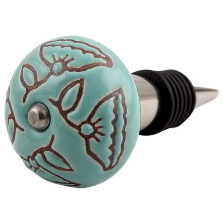 Calla Lily Brown Etched Ceramic Wine Stopper