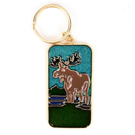 Brass Brown Reindeer Colorful Key Chain