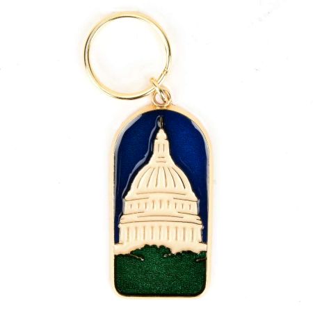 Brass Whitehouse Brass Key Ring With Blue Background