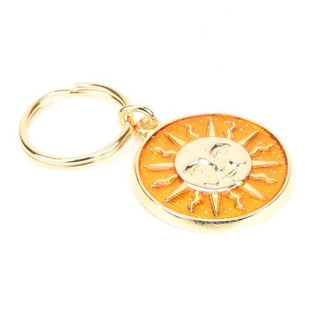 Yellow Golden Sun Key Chain Sun Key Ring