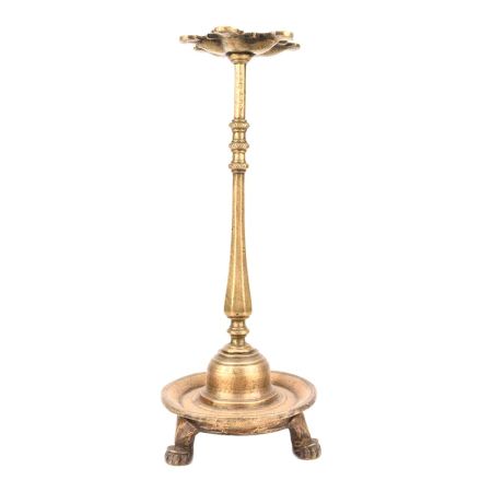 Old Vintage 6 Wick Indian Brass Oil Lamp Diya Stand