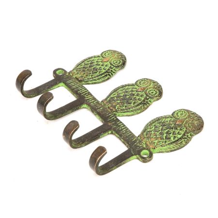 Wise Owl Wall Hooks Set of 3 in Patina Bronze