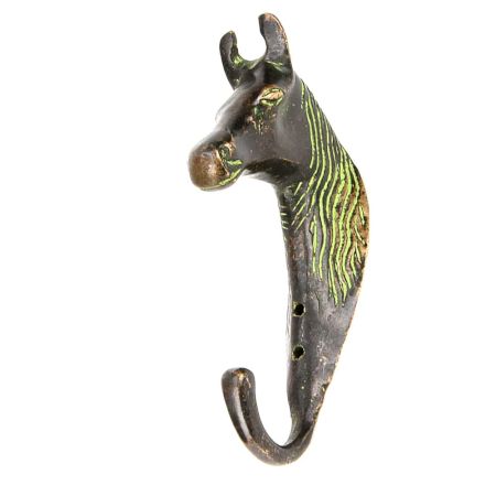 Vintage Brass Horse Head Wall Hooks