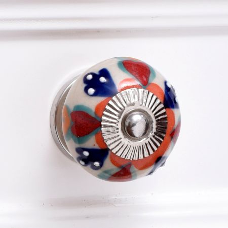 Orange Flower Ceramic Floral Cabinet Knob Online