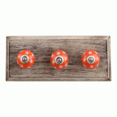 Orange Star Ceramic Wooden Hooks