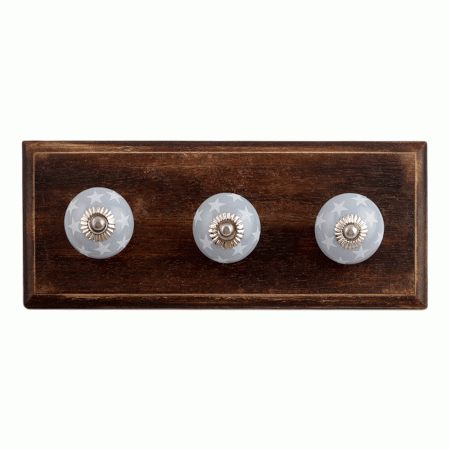 Grey Star Ceramic Wooden Hooks