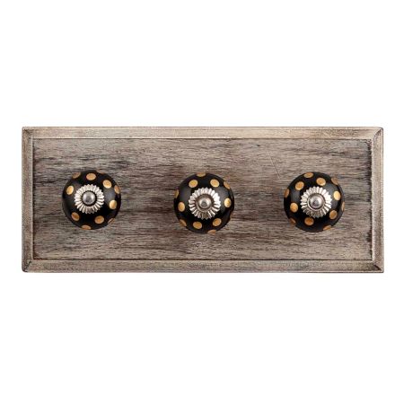 Golden Dot Ceramic Wooden Hooks