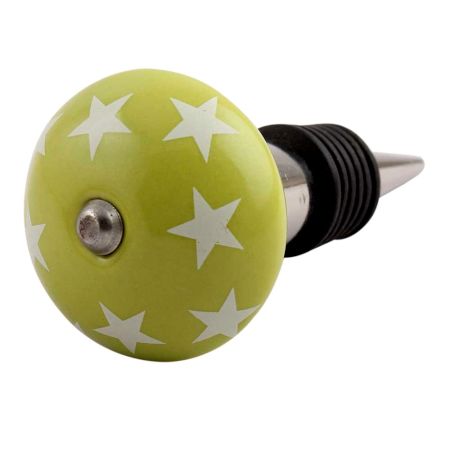 Lime Green Star Ceramic Wine Stopper