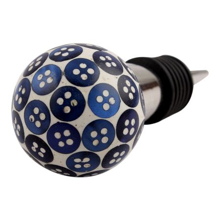 Blue Button Wine Stopper