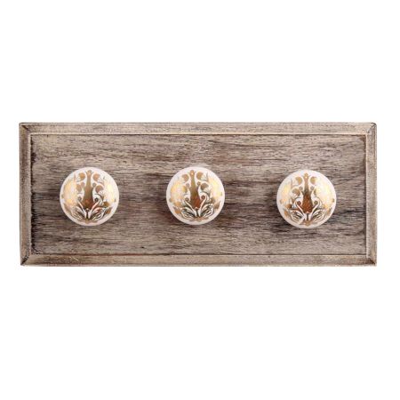 Golden Calla Lily Flower Flat Ceramic Wooden Hooks
