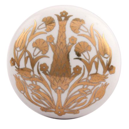 Golden Calla Lily Flower Flat Ceramic Wine Stopper