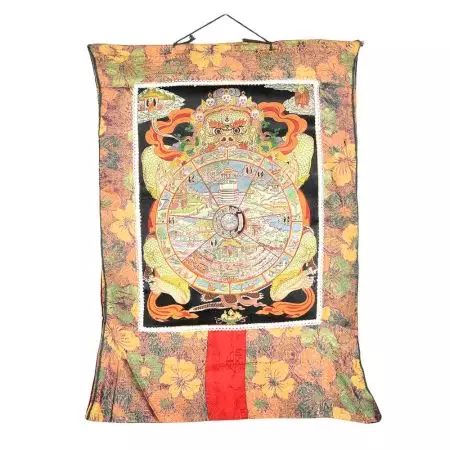 The Wheel Of Life Pink Thangka Painting