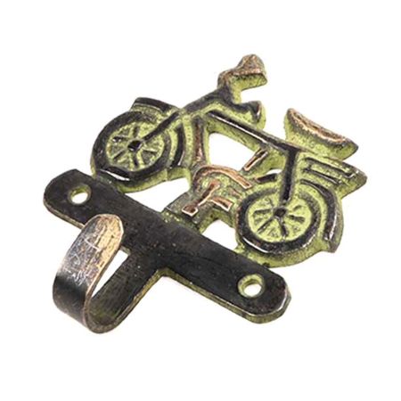 Brass Racers Bicycle Single Hook With Green Patina