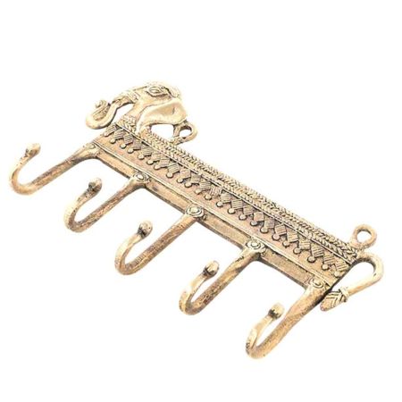 Hand Casted Elephant 5 Brass Hooks